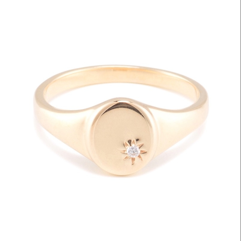 18K ゴールド ヴェルメイル 紫陽花 シグネット リング 925 ステルリング シルバー