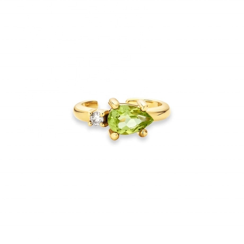 18K ゴールド 925 ステルリング シルバー トレンドデザイン ピアス カット ペリドット CZ マンチェット イヤリング