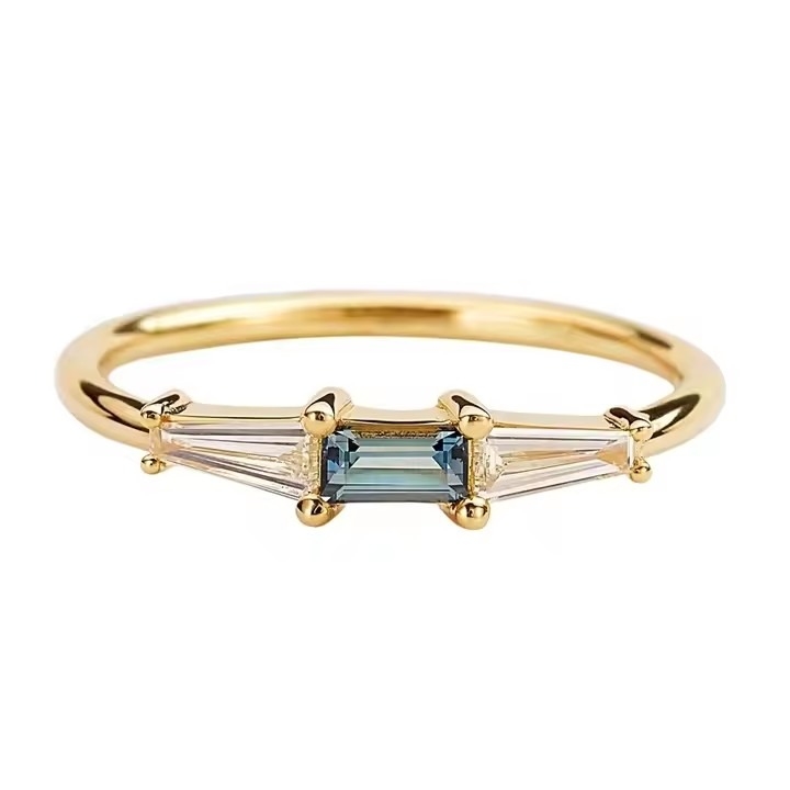 新着品 三石CZリング 白CZとタンザナイト 本物S925 シルバー 金属宝石 14K 18K 金属 女性用