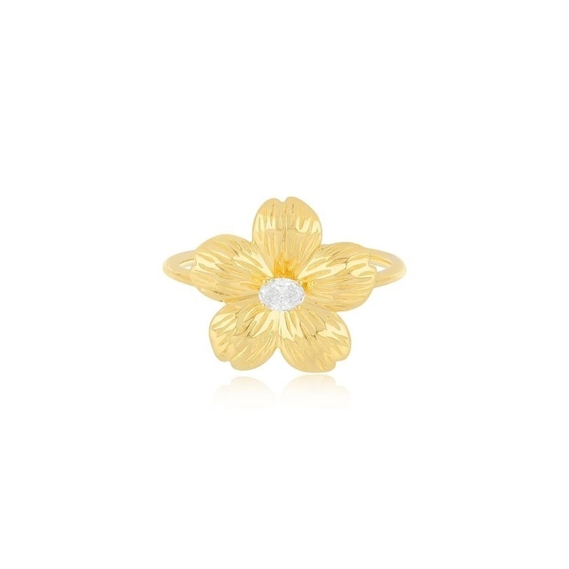Forever Flower 18K 金彩 円形CZ 女性の指輪 925 ステルリング銀 宝石