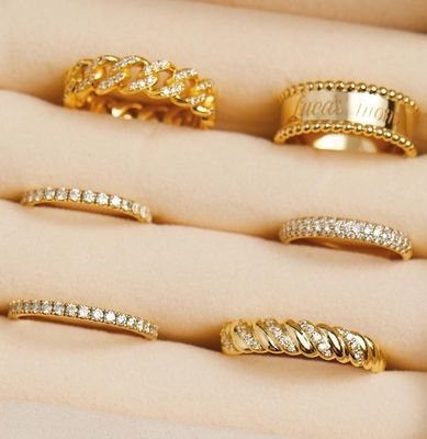 手作り トイストクラシック 925 ステルリングシルバー 女性の指輪 18K ゴールドで塗装された宝石
