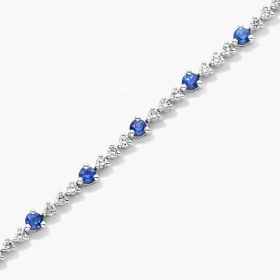 3MM ホワイトジルコンルビー テニスブレスレット 丸切りのスターリングシルバー テニスブレスレット