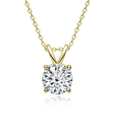 925 スターリング シルバー ペンダント 女の子用 18K 黄金 丸切りの ソリテール 石 ギフト