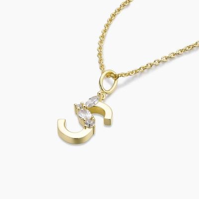 925 スターリング シルバー CZ レターペンダント シンプル 18K ゴールド コーティング ファッション ジュエリー
