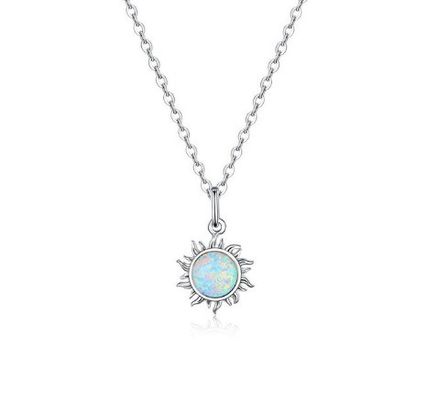 日花オパールとダイヤモンドネックレス 15MM 女性オパールネックレス 45CM+5CM