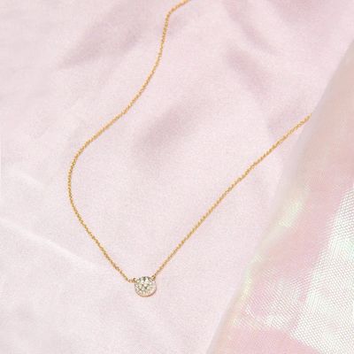 円盤形 細い18K金付CZダイヤモンド ネックレス 女の子用 クラシックスタイルデザイン