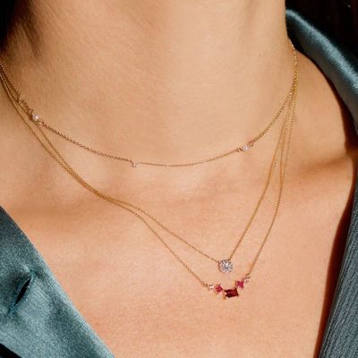 円盤形 細い18K金付CZダイヤモンド ネックレス 女の子用 クラシックスタイルデザイン