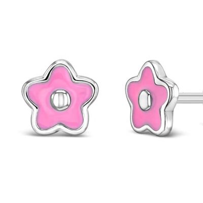 925 ステルリング シルバー 6mm ピンク エナメル 花柄 イヤリング オーダーメイド ロゴと第三者の評価