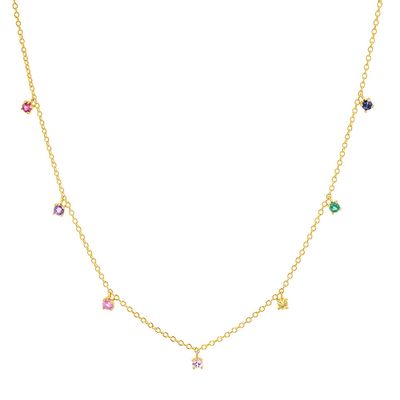 925 銀色 子供用 ネックレス 遊び心のある虹宝石 ツルコーン