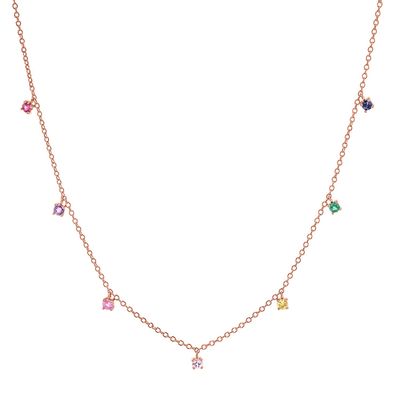 925 銀色 子供用 ネックレス 遊び心のある虹宝石 ツルコーン