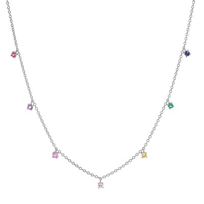 925 銀色 子供用 ネックレス 遊び心のある虹宝石 ツルコーン