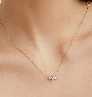 925 シルバー 14K プレート ネックレス 18インチ マルキース トパズ ペンダント 白 CZ ダイヤモンド