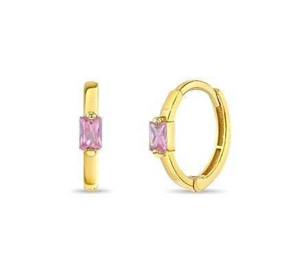 14K ゴールド 10mm バゲットカット ピンク キュービックジルコーン 50PRS MOQ と 子供のフックイヤリング