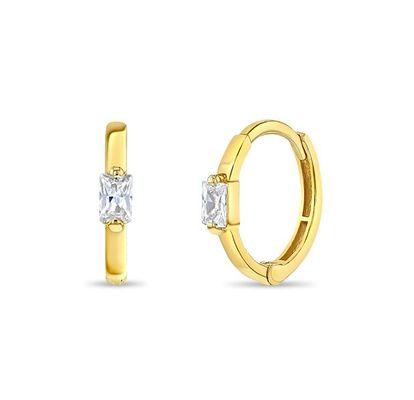 14K ゴールド 10mm バゲットカット ピンク キュービックジルコーン 50PRS MOQ と 子供のフックイヤリング