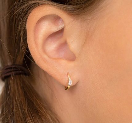 14K ゴールド 10mm バゲットカット ピンク キュービックジルコーン 50PRS MOQ と 子供のフックイヤリング