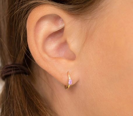 14K ゴールド 10mm バゲットカット ピンク キュービックジルコーン 50PRS MOQ と 子供のフックイヤリング