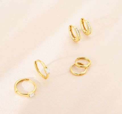 14K ゴールド 10mm バゲットカット ピンク キュービックジルコーン 50PRS MOQ と 子供のフックイヤリング