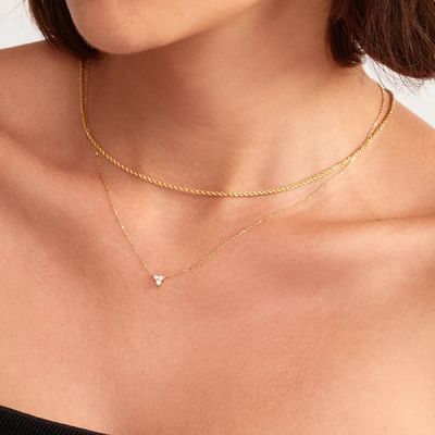 18K ゴールドジルコンのペンダント シルバーチェーン トリオ ダイヤモンド キュービックジルコンのネックレス