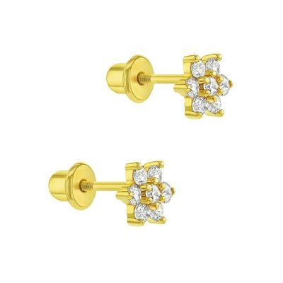5MM 18k 金色花の赤ちゃんイヤリング 925スターリングシルバーで子供のための完璧な贈り物
