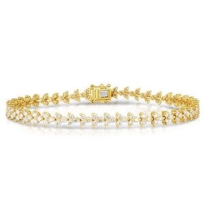 デザイナー 18K ゴールド 925 スターリング シルバー 花の魅力 女性 テニス ブレスレット