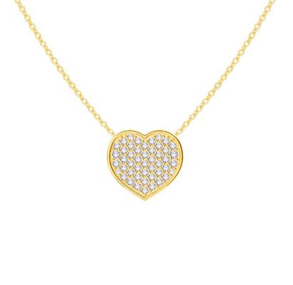 18インチチェーン 長さ 丸切りのダイヤモンド 925 ステルリング シルバー ハート ペンダント ネックレス 女性用