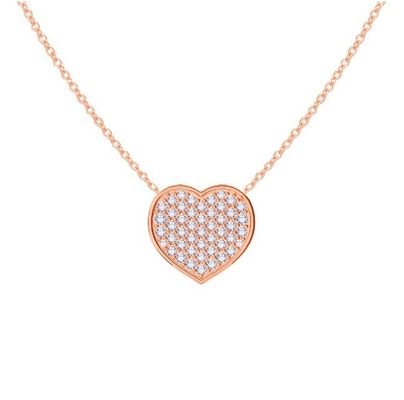 18インチチェーン 長さ 丸切りのダイヤモンド 925 ステルリング シルバー ハート ペンダント ネックレス 女性用