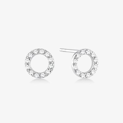 18K 金付 925 ステルリング シルバー クラシック スタッド イヤリング 女の子 ファッション アクセサリー