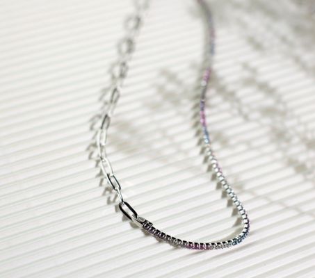 925 スターリング シルバー 丸切り CZ レインボー ネックレス テニス ブレスレット チェーン ネックレス