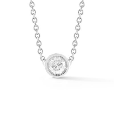 シンプル 925 スターリング シルバー ソリテア ダイヤモンド CZ ネックレス 7mm/10mm/15mm ストーンサイズ