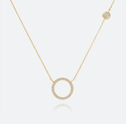 金付 S925 シルバーサークルペンダント CZ ネックレス 女性用 925 スターリングシルバー