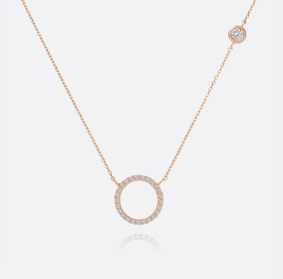 金付 S925 シルバーサークルペンダント CZ ネックレス 女性用 925 スターリングシルバー