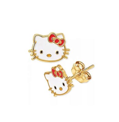 18K 金色 Hello Kitty エナメル型 女の子用 銀色 925