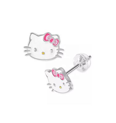 18K 金色 Hello Kitty エナメル型 女の子用 銀色 925