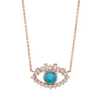 18K 金色 バゲット キュービックジルコーン 925 ステルリング シルバー 女の悪眼ネックレス