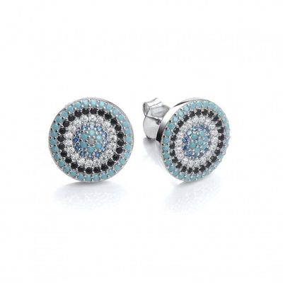 ZIRCON 円 18K 金色 手作り ミクロン パブ CZ 眼 トルコ デザイン スタッド イヤリング 925 スターリング シルバー