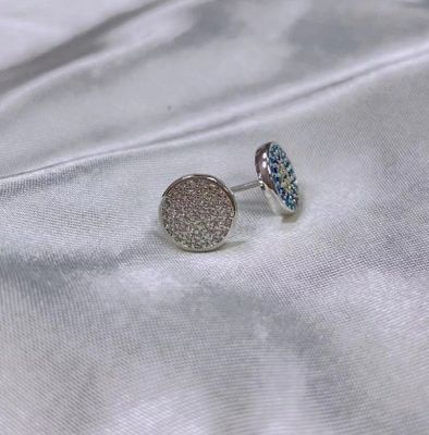 ZIRCON 円 18K 金色 手作り ミクロン パブ CZ 眼 トルコ デザイン スタッド イヤリング 925 スターリング シルバー