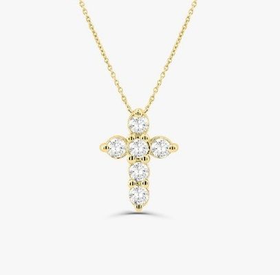 ドルージーストーン ダイヤモンド・クロス ネックレス 丸 ブリリアントカット 925 シルバー・クロス ペンダント