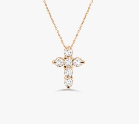 ドルージーストーン ダイヤモンド・クロス ネックレス 丸 ブリリアントカット 925 シルバー・クロス ペンダント