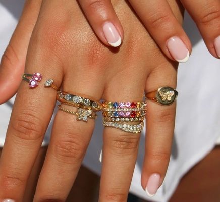 925 ステルリング シルバー 女性 指輪 手作り 18K ゴールドプレートボールとマーキーズバタフライ