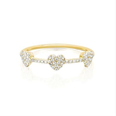 18K 金 925 ステルリング シルバー 3 マイクロパブ ハートリング 女性用とエレガント