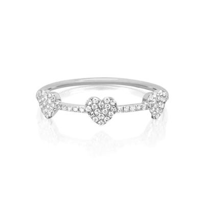 18K 金 925 ステルリング シルバー 3 マイクロパブ ハートリング 女性用とエレガント