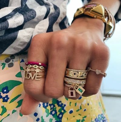 18K 金 925 ステルリング シルバー 3 マイクロパブ ハートリング 女性用とエレガント