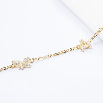 ネックレス ミニ 18K ゴールド ホワイト マイクロン パブ CZ バターフライ 925 ステルリング シルバー ペンダント