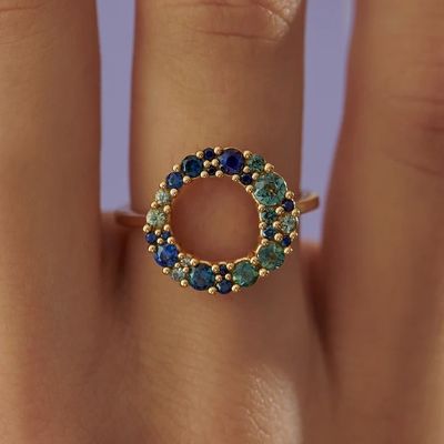18K ゴールド バブル 多色 ザファイア キュービック ジルコン 925 ステルリング シルバー 女性 指輪