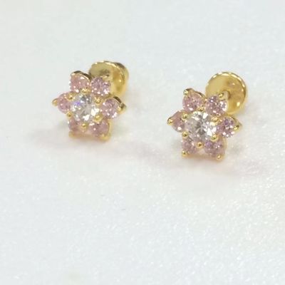 花のアメジスト CZ 誕生石 ベビーガールズ 925 ステルリング シルバー スクリップバック スタッド イヤリング