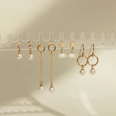 ベーゼルセット CZ スタッド イヤリング ホワイトパール 925 スターリング シルバー ドロップ イヤリング