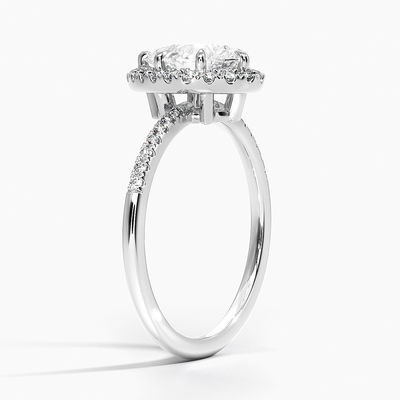 925 ステルリング シルバー ハロ ホワイト ゴールド プラテッド 婚約指輪