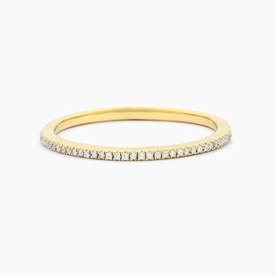 ホットアイテム 18K ゴールドプレート ハーフ エターニティ スタッケブル 925 スターリング シルバー 女性バンドリング