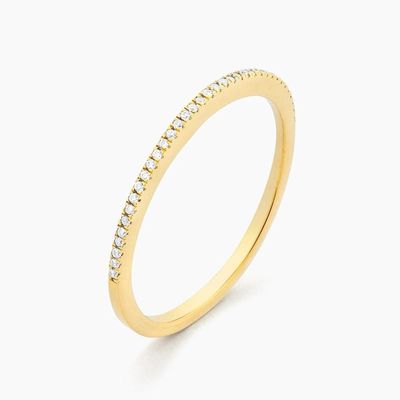 ホットアイテム 18K ゴールドプレート ハーフ エターニティ スタッケブル 925 スターリング シルバー 女性バンドリング
