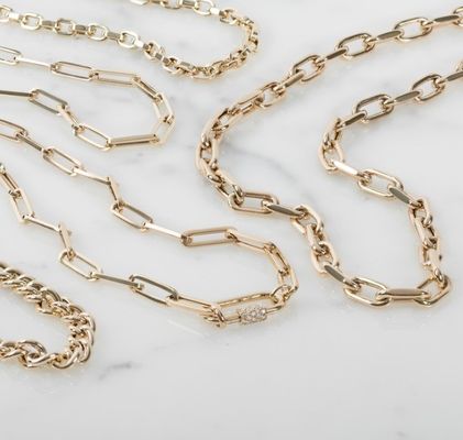 18K 金付 大型紙クリップ 925 スターリング シルバー 円形チェーン ネックレス OEM
